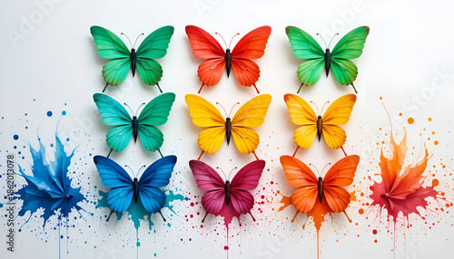 Vibrant Butterfly Collection with Watercolor Effect