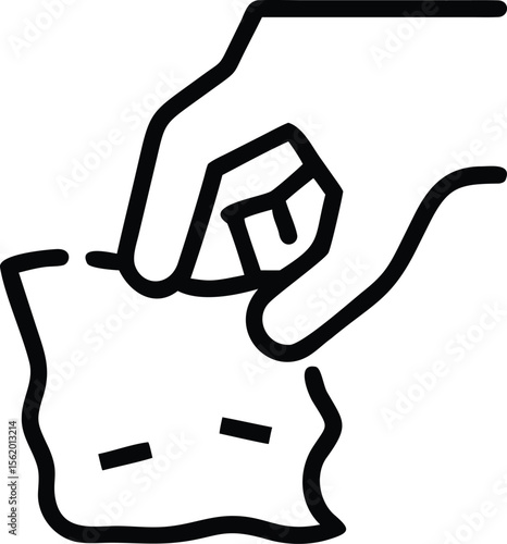 Line art of hand wiping surface with a cloth or a rag