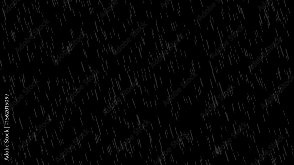 Gentle rain falling seamless animation on overlay dark background ...