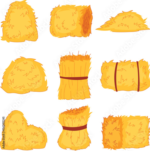 haystack set cartoon vector illustration