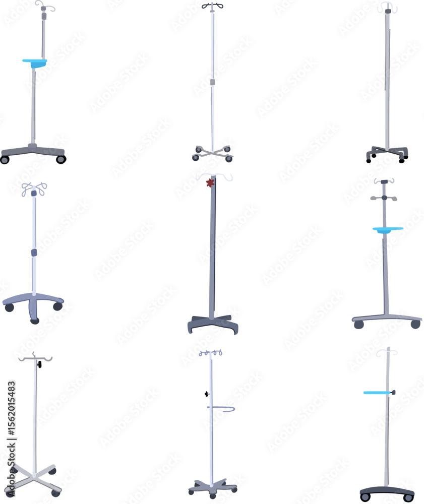 Obraz premium hydration iv drip stand set cartoon vector illustration