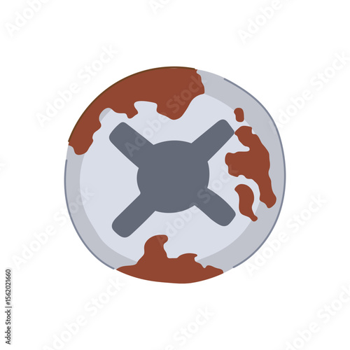 splash rusty screw head cartoon vector illustration