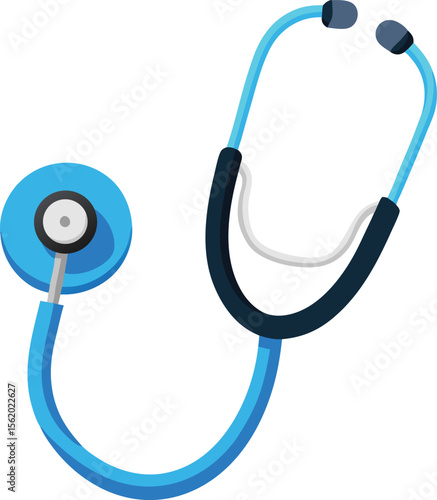Modern flat design blue stethoscope for medical and healthcare concepts