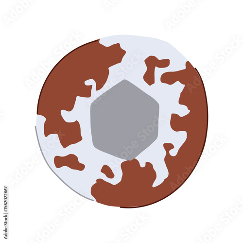 wet rusty screw head cartoon vector illustration