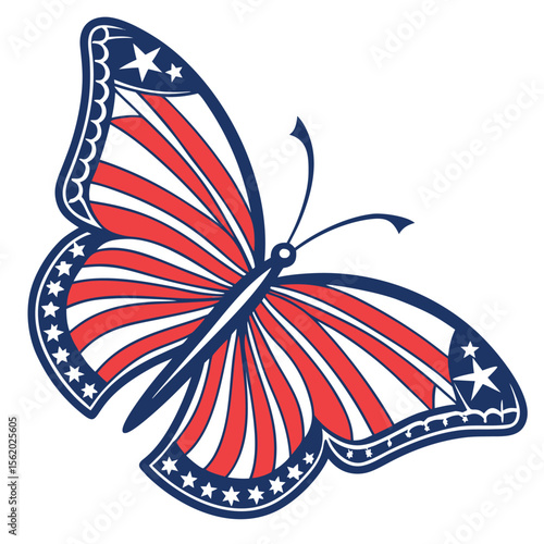Red White and Blue Butterfly Emblem of Freedom and Patriotism