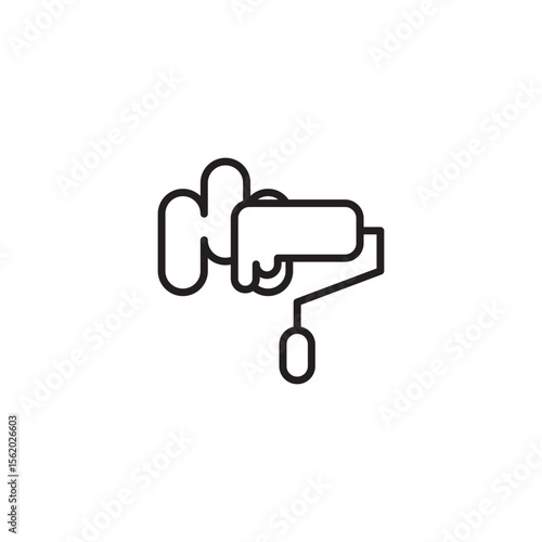 A minimalist line art icon of a paint roller creating a cloud-like splat, symbolizing painting, redecoration, or creative home improvement.