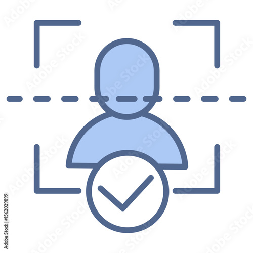 Face Recognition Blue Icon