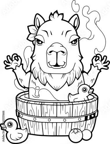 cute capybara coloring book for children