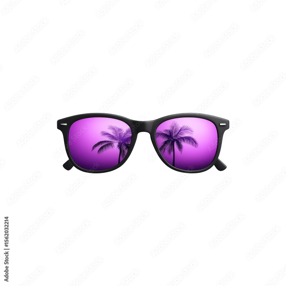 Fototapeta premium Tropical reflection in sunglasses with palm trees concept