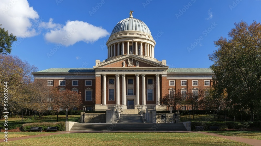 Obraz premium The Majestic Samford University's Harrison Library: A Symbol of Knowledge and Learning