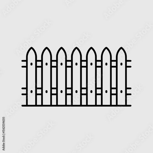 Minimalist line art garden fence on neutral background  