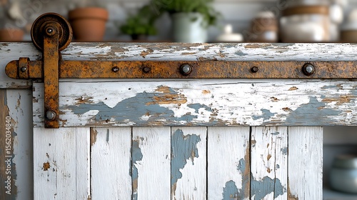 Barn door detail with rustic, and weathered wood.