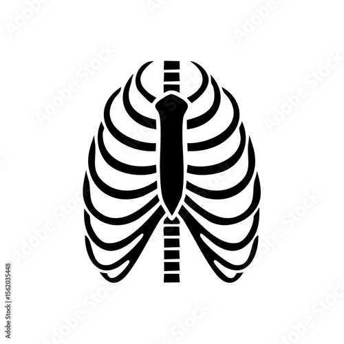 Human Thoracic Cage Ribs Black Glyph Icon (Color Changes Available in SVG)