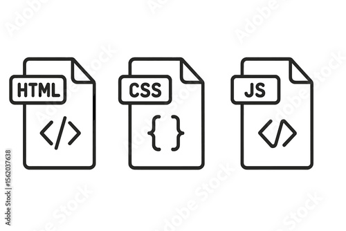 Html, css, and js icon symbols for web development vector icon isolated illustration