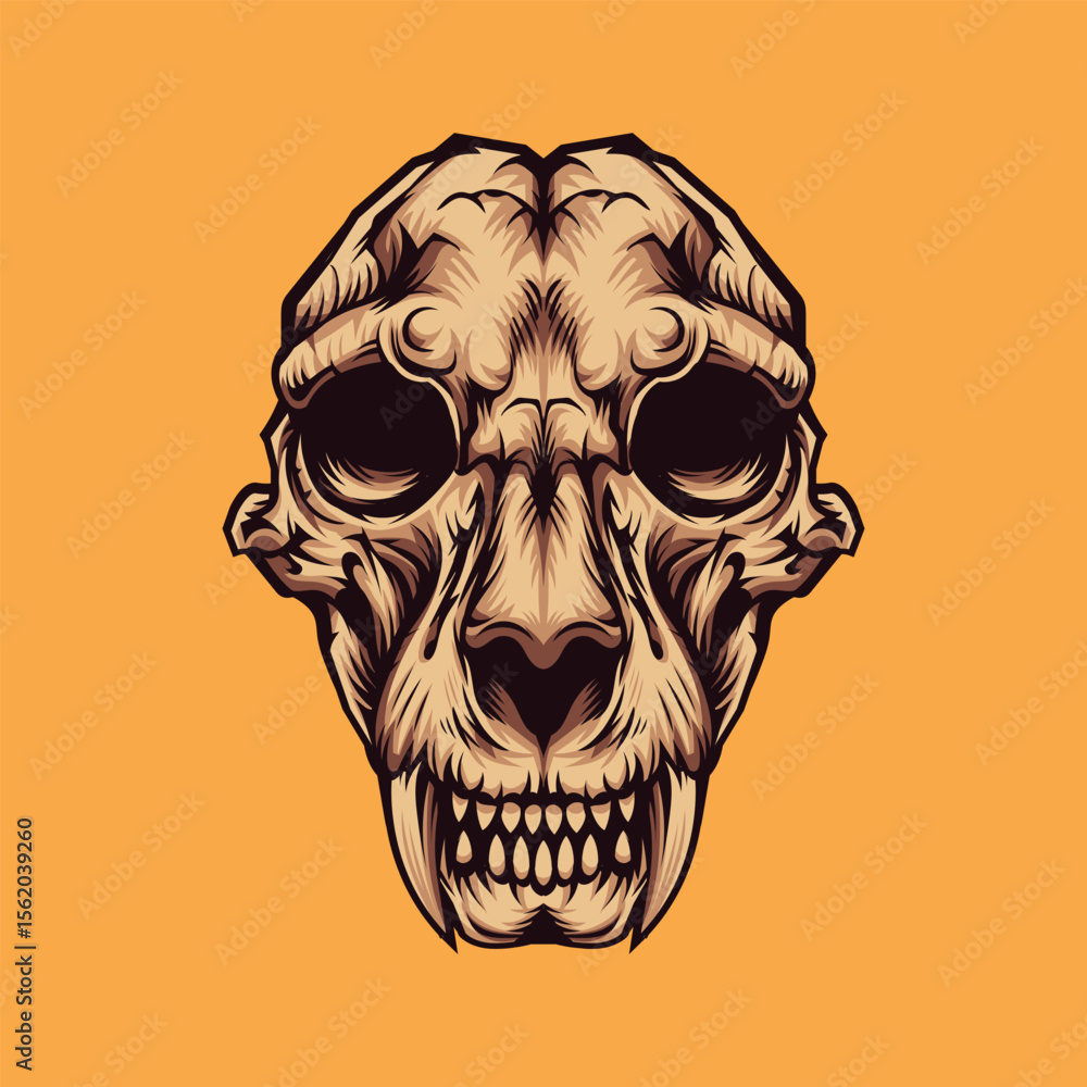 Fototapeta premium Lion Bone Skull Vector Illustration