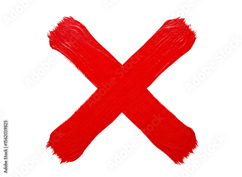 Hand painted red cross mark symbol isolated on transparent background