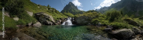 Breathtaking waterfall adventure nature hdr 360 degrees hdri view