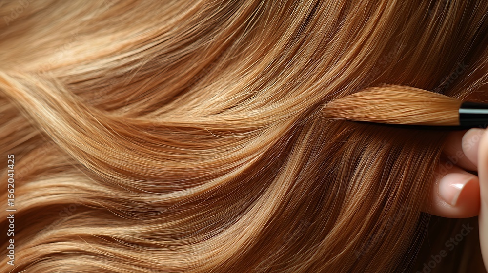 Fototapeta premium Brushing red hair with closeup.