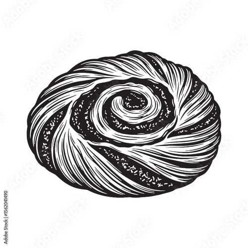 A bakery icon in motion – Danish pastry silhouette shaped into soft Danish pastry vector – Danish pastry illustration

