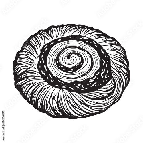Artful baking meets fine linework – Danish pastry silhouette featured in delicate Danish pastry vector – Danish pastry illustration

