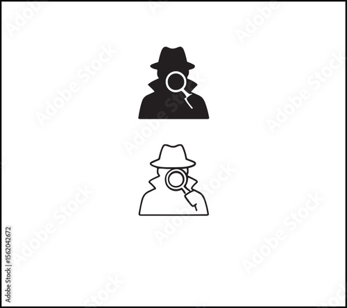 Detective icon, clean flat outline style