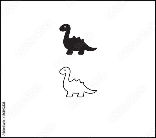 Dinosaur icon, modern flat outline style