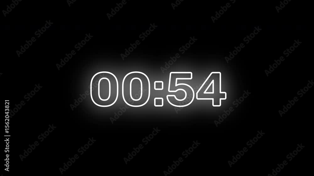 Neon 1 Minute Countdown with glowing and vibrating timer, perfect for intros, events, or YouTube videos. Modern, vibrant, and attention-grabbing. Neon 1 Minute Countdown with glowing and vibrating timer, perfect for intros, events, or YouTube videos. Modern, vibrant, and attention-grabbing.