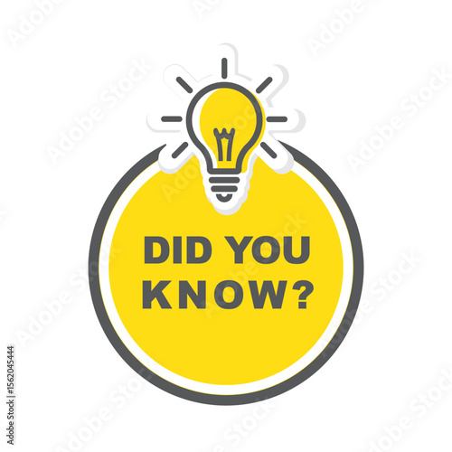 Did You Know, label, design with light bulb. 
