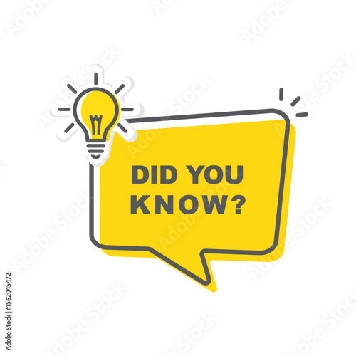 Did You Know, label, design with light bulb. 
