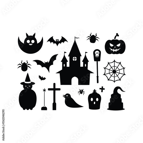 Vector happy Halloween vector design element set isolated on a  Santa clipart Illustration