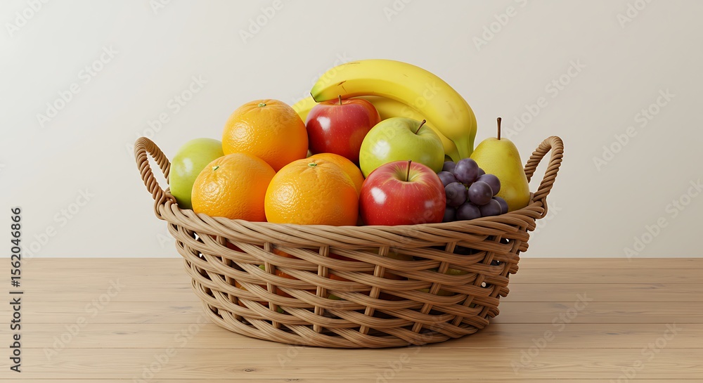 Vibrant Fruit Basket Apples, Oranges, Bananas, Grapes, and Pears Vibrant Fruit Basket Apples, Oranges, Bananas, Grapes, and Pears