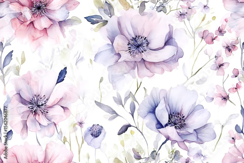 Beautiful Watercolor Floral Blue Background