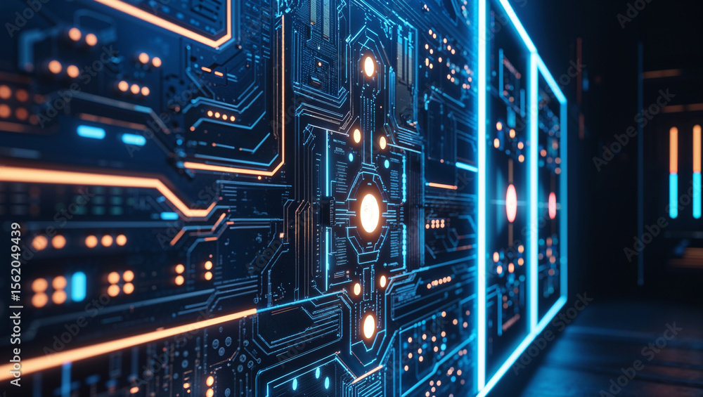Fototapeta premium Circuit board technology electronics motherboard computer cpu digital processing system network innovation design