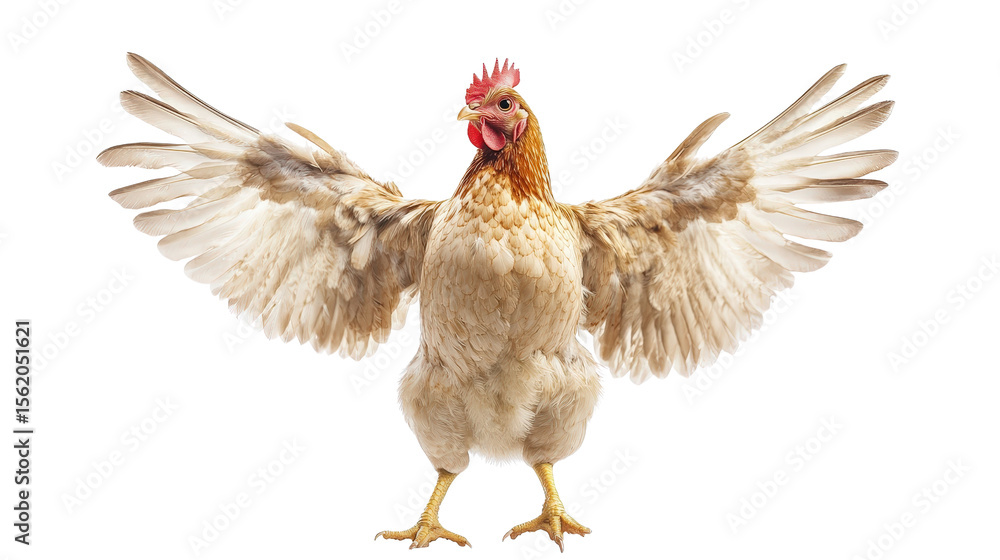 Fototapeta premium Chicken flapping wings, dynamic motion captured Transparent background, PNG