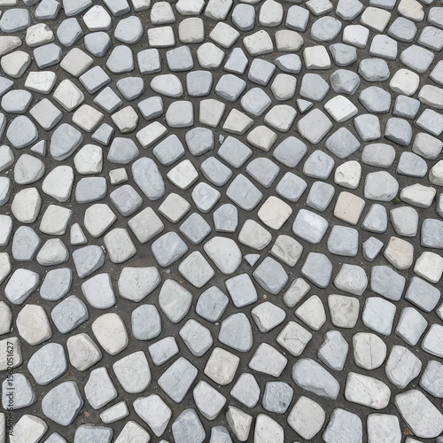 Light gray and white irregular stone pavement with decorative outdoor pattern