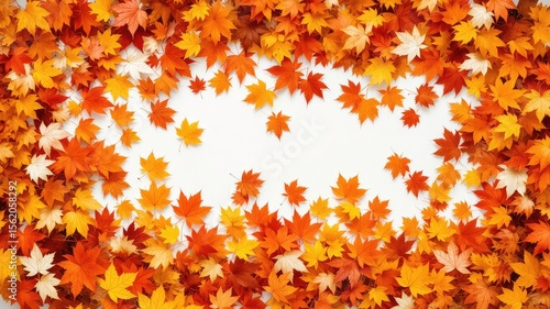 Golden Autumn Leaves Frame a Blank Canvas Vibrant Fall Foliage Creates a Border with Room for Text or Design