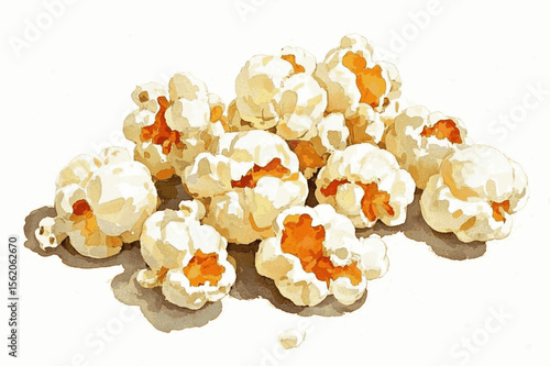 Puffed Pigments opopcorn isolated watercolor vector illustration svg