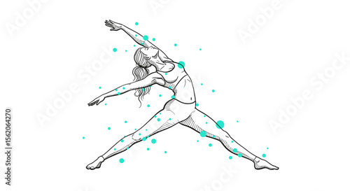 Minimal line art of woman in graceful yoga pose for wellness and lifestyle content