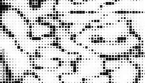 Black and white abstract halftone pattern with pixel effect for modern background and jersey design. Fully editable vector element. Vector Format Illustration 