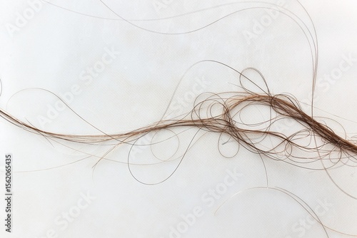 Tuft of long hair fallen on the bathroom floor