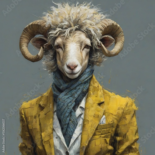 Beautiful Sheep Oil Painting 