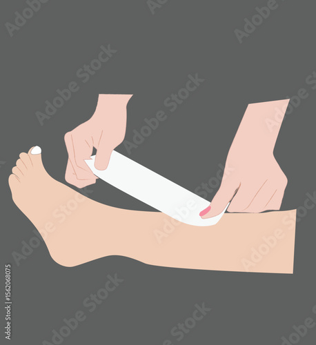 waxing legs. Hair removal with wax guide. 