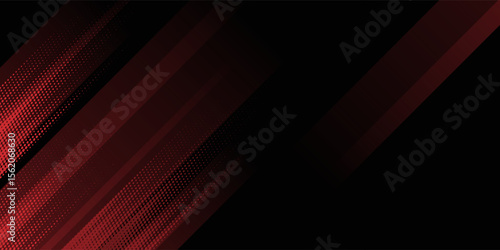 Abstract speed lines style red color halftone banner design template