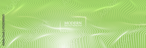 Green abstract wave lines with smooth gradient effect.