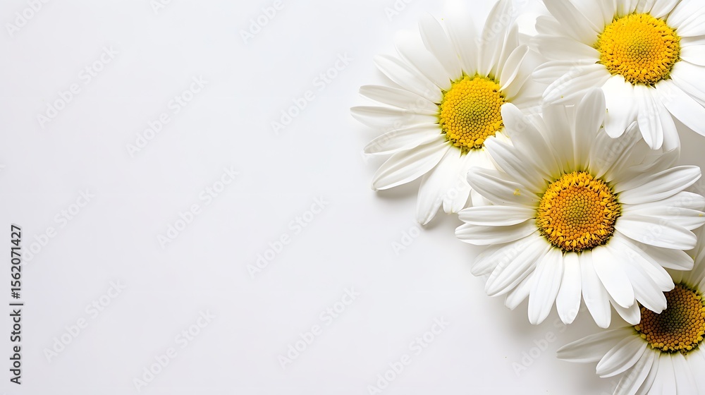 Obraz premium Elegant White Daisies on White Background Floral Image