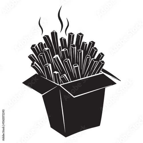 Golden sticks with flavor and form – French fries silhouette shaped into minimal French fries vector – French fries illustration


