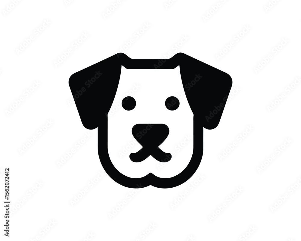 Fototapeta premium Simple black and white dog face icon