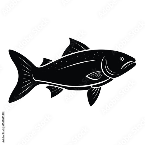 Flaring arctic char silhouette vector on white background