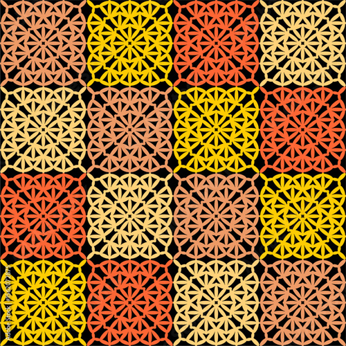 Pattern with crochet granny square wallpaper handmade decorative art design print	
