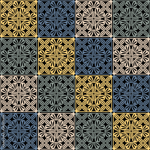 Pattern with crochet granny square wallpaper handmade decorative art design print	
